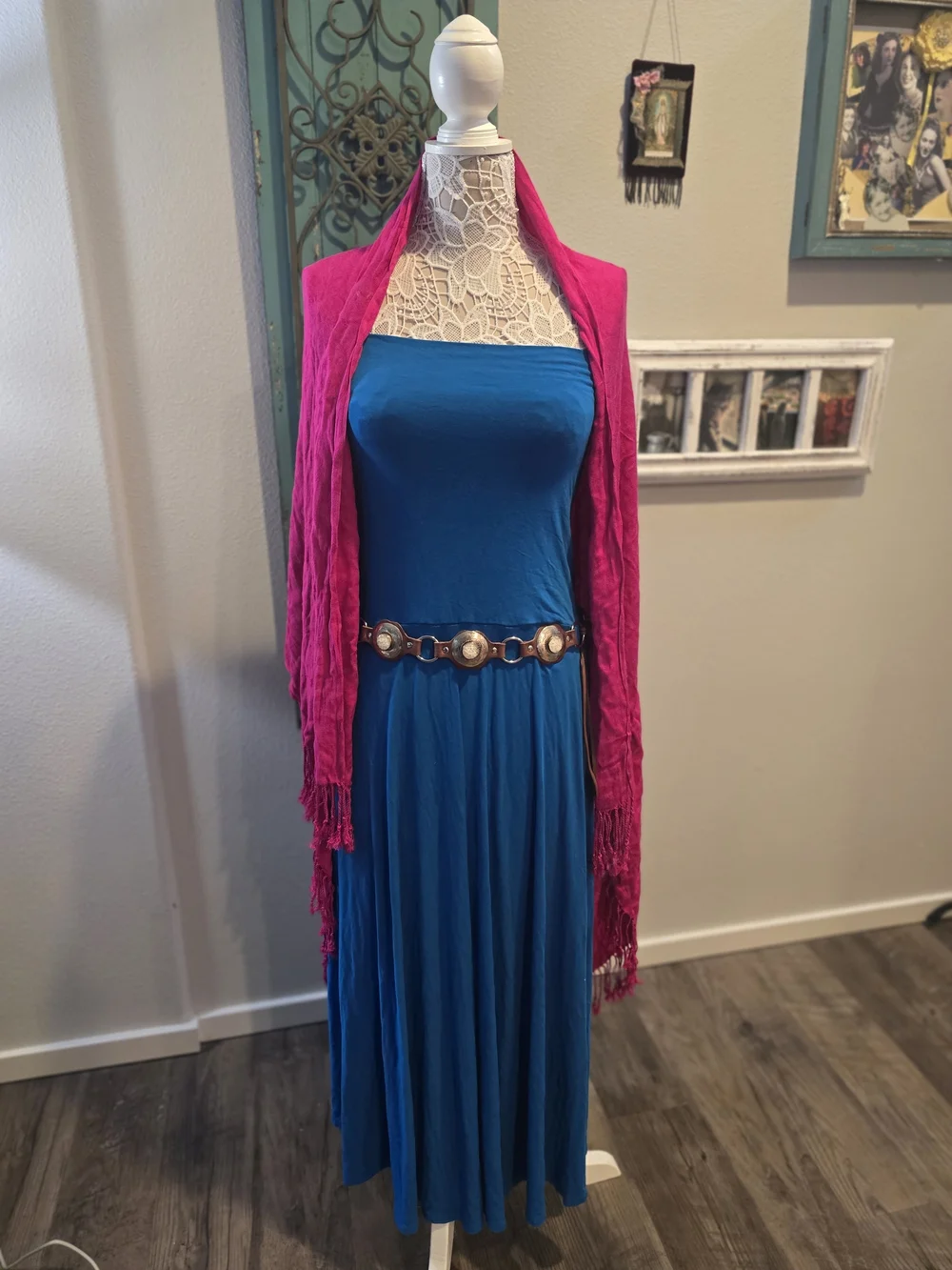 Free People Blue Fold Over Maxi Skirt, Also Acts As Dress.